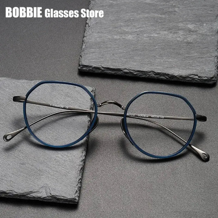 Bobbie Full Rim 730100 Women’s  Flat Top Round Titanium Acetate Frames — view 1 | Bobbie at FuzWeb