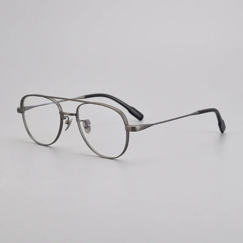 Black Mask Unisex Full Rim Square Double Bridge Titanium Eyeglasses G001 Full Rim Black Mask Gun Gray  