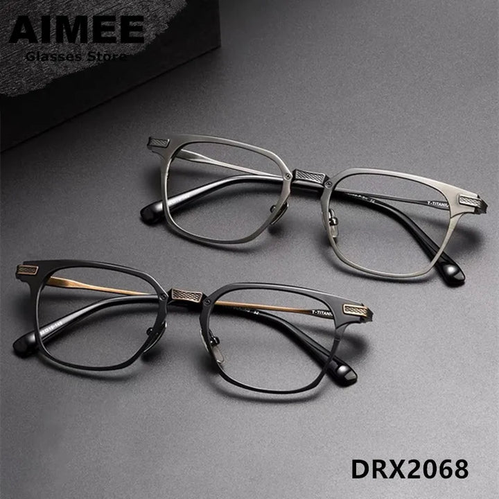 Aimee Men's Full Rim Square Titanium Eyeglasses 2068 Full Rim Aimee   