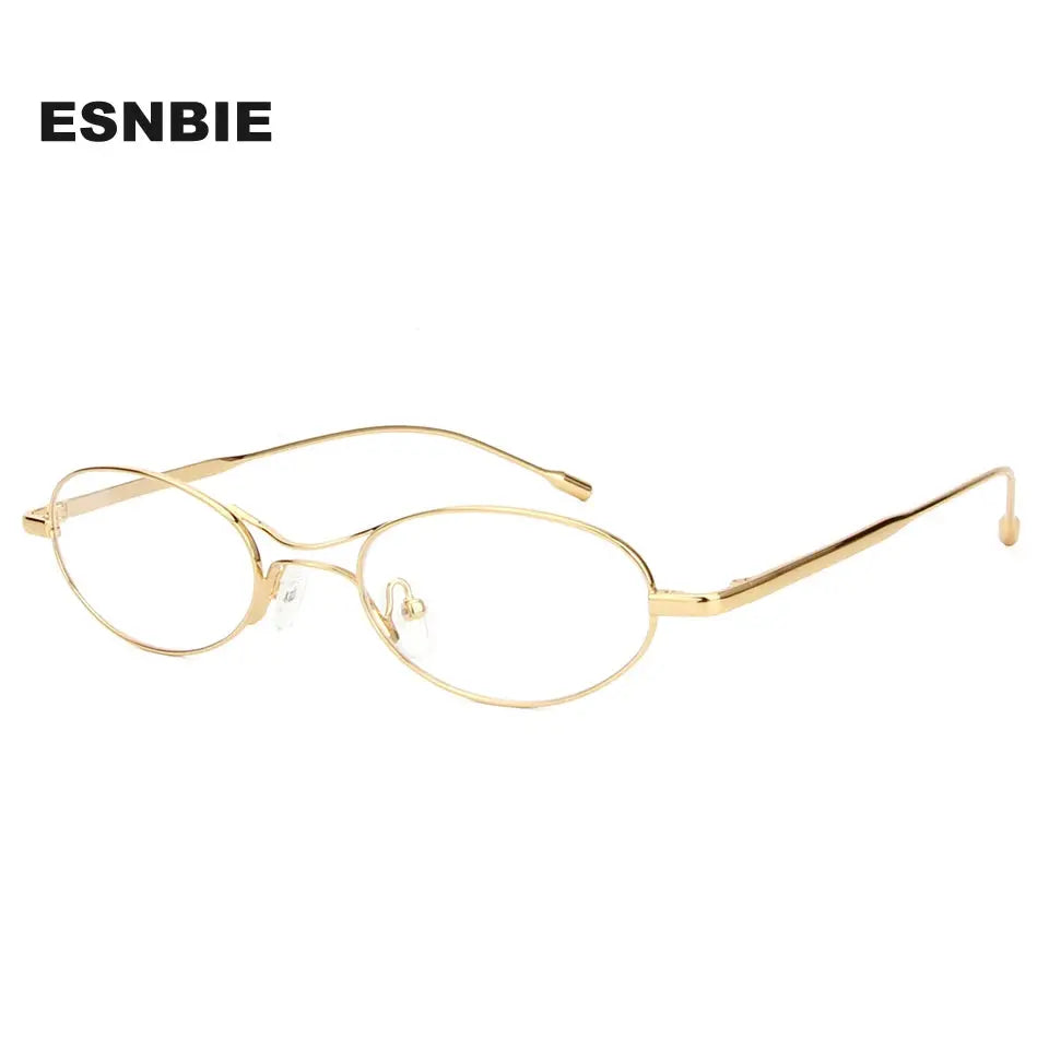 Esnbie 220183 Unisex Full Rim Oval Double Bridge Alloy Titanium Frames — view 1 | Esnbie at FuzWeb