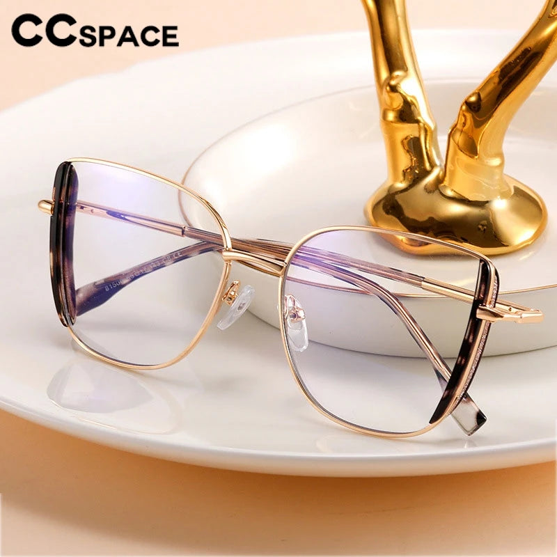 CCspace Women's Full Rim Square Tr 90 Titanium Eyeglasses 300377 Full Rim CCSpace   