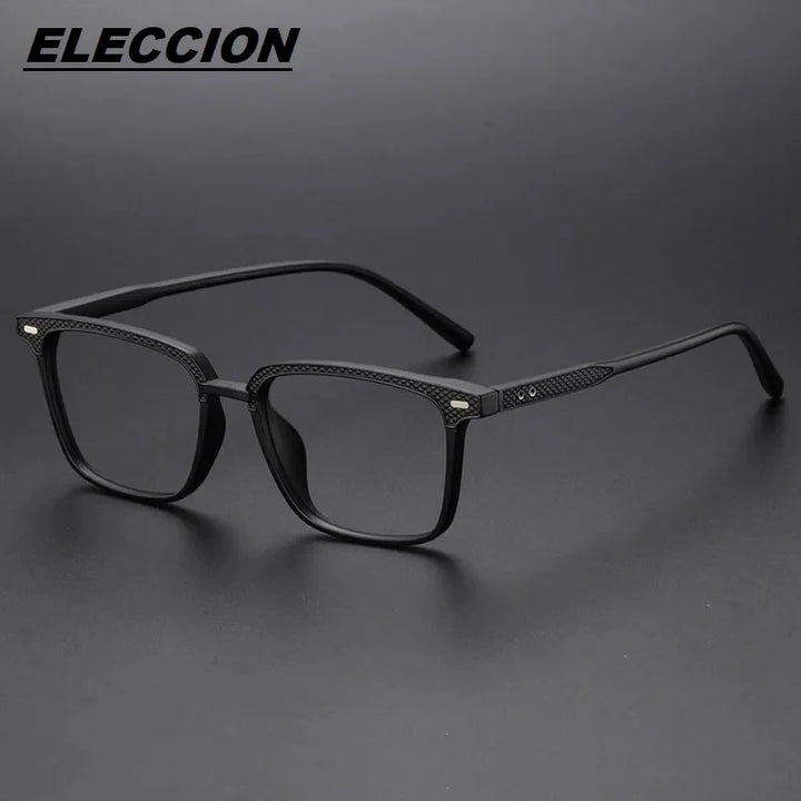 Eleccion Unisex Full Rim Square Tr 90 Titanium Eyeglasses 14152 Full Rim Eleccion Matte Black CHINA