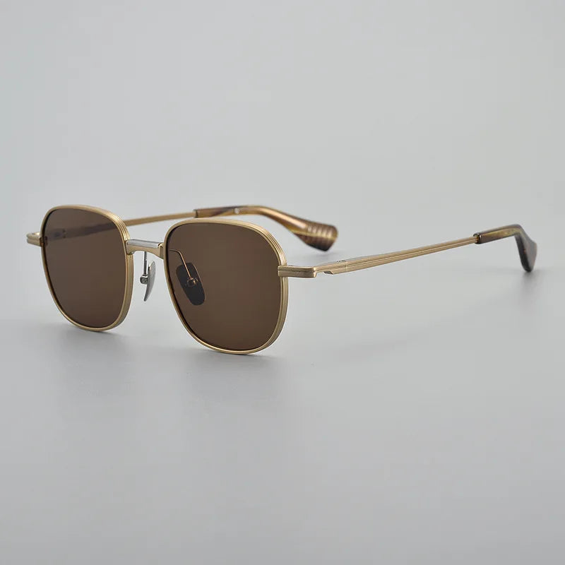 Black Mask Unisex Full Rim Square Titanium Polarized Sunglasses 151dt Sunglasses FuzWeb  Gold-Brown As Shown 