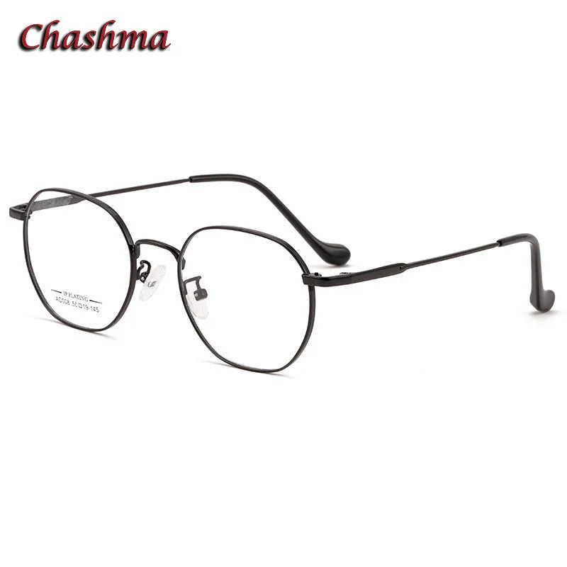 Chashma Ochki Unisex Youth's Full Rim Flat Top Oval Stainless Steel Eyeglasses C008 Full Rim Chashma Ochki Black  