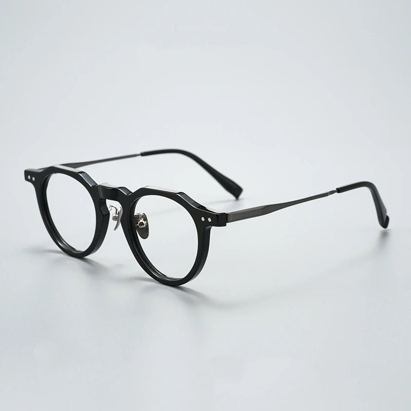 Yimaruili Women's Full Rim Flat Top Oval Acetate Titanium Eyeglasses 365731