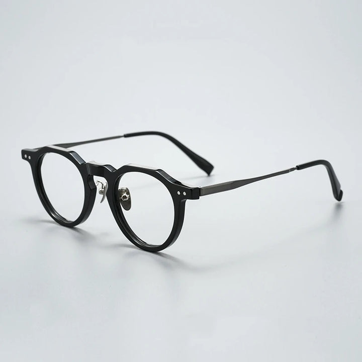 Yimaruili Women's Full Rim Flat Top Oval Acetate Titanium Eyeglasses 365731