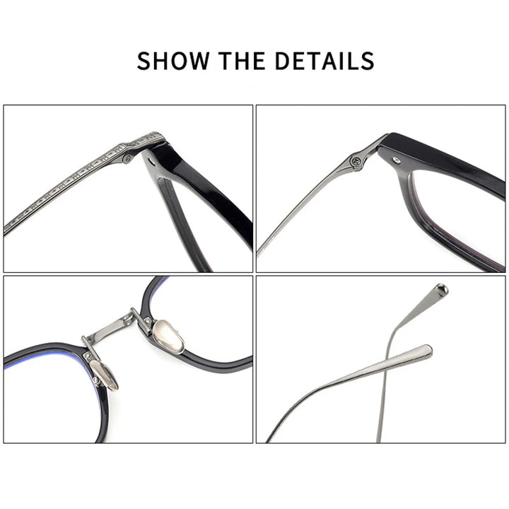 Black Mask Women's Full Rim Square Titanium Acetate Eyeglasses 42023 Full Rim Black Mask   