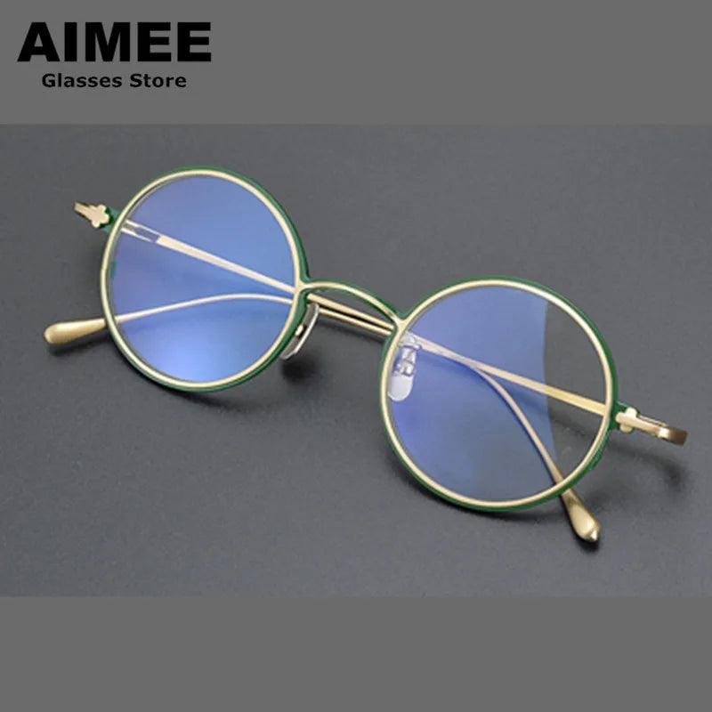 Aimee Unisex Full Rim Small Round Titanium Eyeglasses 4323 Full Rim Aimee   