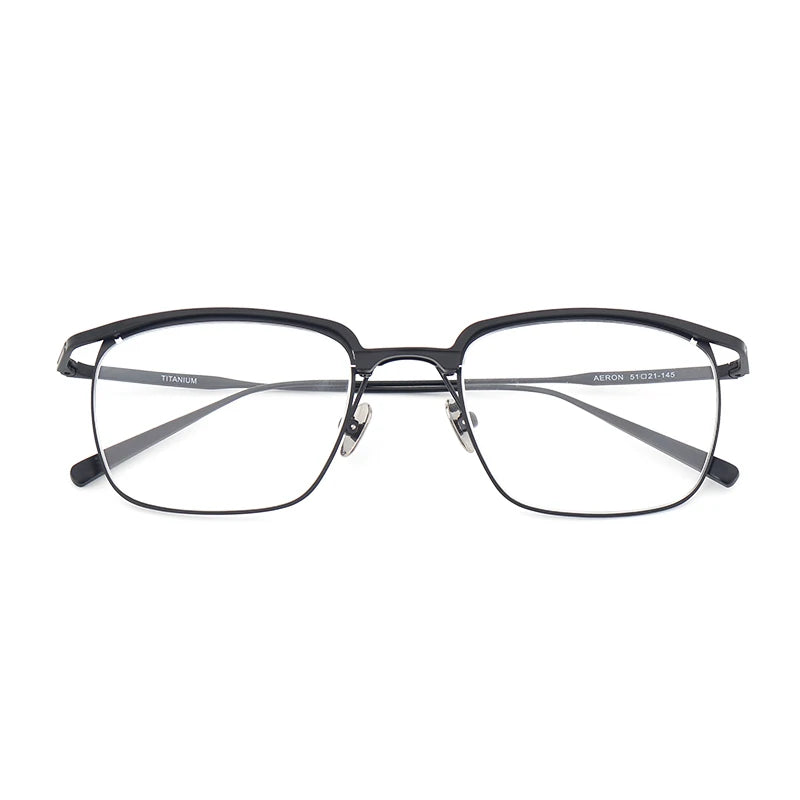 Bobbie Unisex Semi Rim Square Brow Line Titanium Eyeglasses 415121