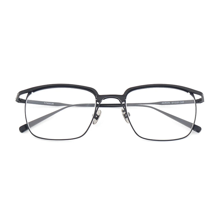 Bobbie Unisex Semi Rim Square Brow Line Titanium Eyeglasses 415121