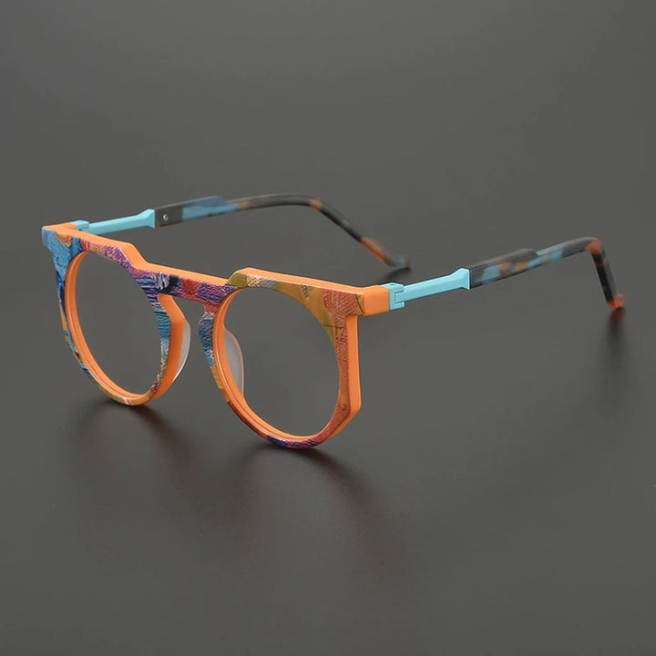 Gatenac Unisex Full Rim Round Brow Line Acetate Eyeglasses G9399