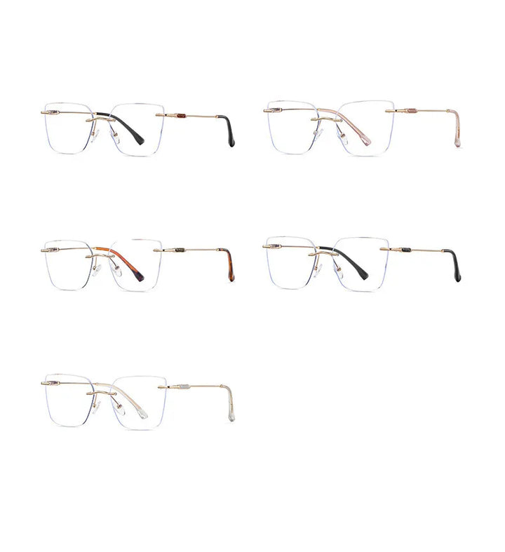 CCspace Women's Rimless Square Alloy Spring Hinge Eyeglasses 302086 Rimless CCspace   