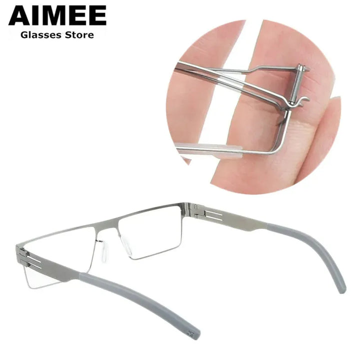 Aimee Unisex Full Rim Brow Line Square Screwless Steel Eyeglasses 1175 Full Rim Aimee   