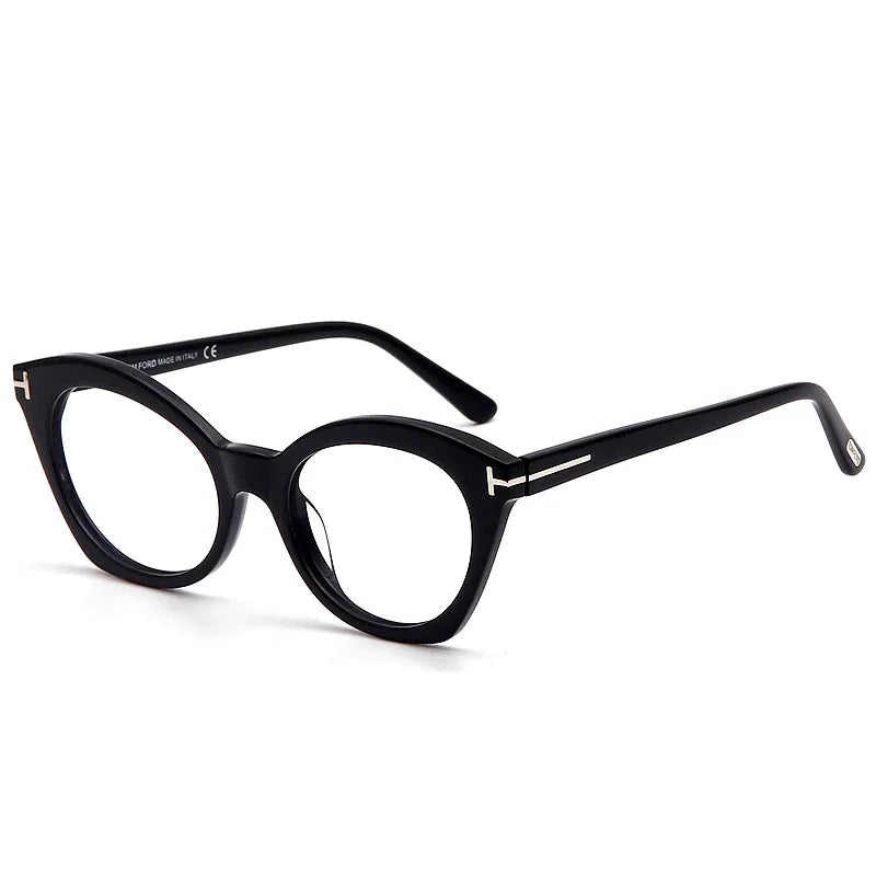 Aror Unisex Full Rim Round Cat Eye Acetate Eyeglasses 45456 Full Rim Aror black