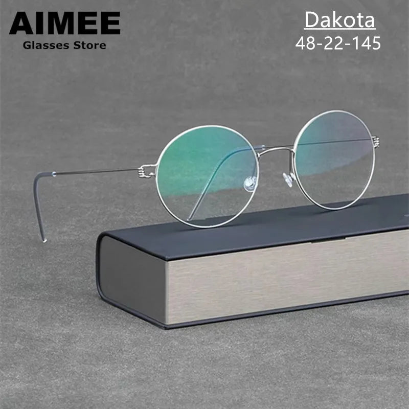 Aimee Unisex Full Rim Round Screwless Titanium Eyeglasses 4822 Full Rim Aimee   