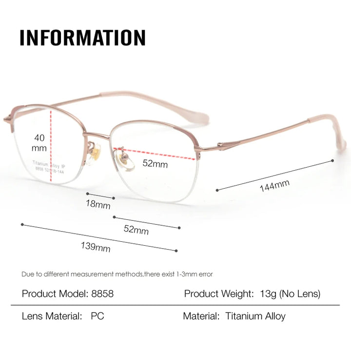 Muzz 8858 women's cat eye titanium prescription eyeglasses — view 2