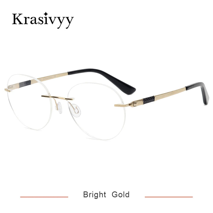 Krasivyy Women's Rimless Flat Top Round Titanium Eyeglasses 385012