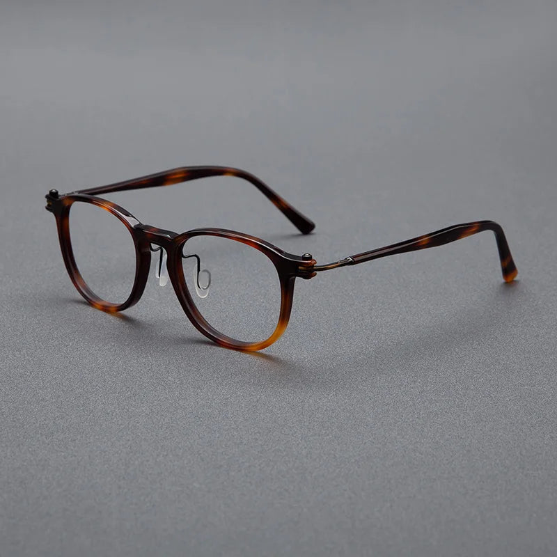 Black Mask Unisex Full Rim Square Acetate Eyeglasses 0265585 Full Rim Black Mask Tortoise-Ruby  