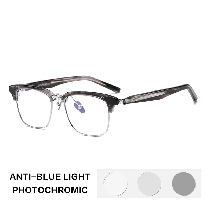 Gatenac Unisex Full Rim Flip Up Square Acetate Titanium Photochromic Reading Glasses 62796