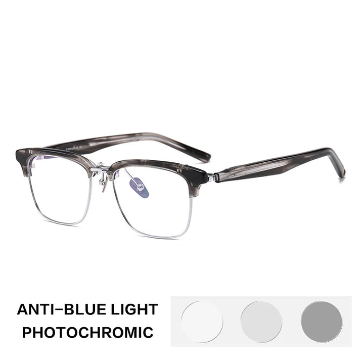 Gatenac Unisex Full Rim Flip Up Square Acetate Titanium Photochromic Reading Glasses 62796