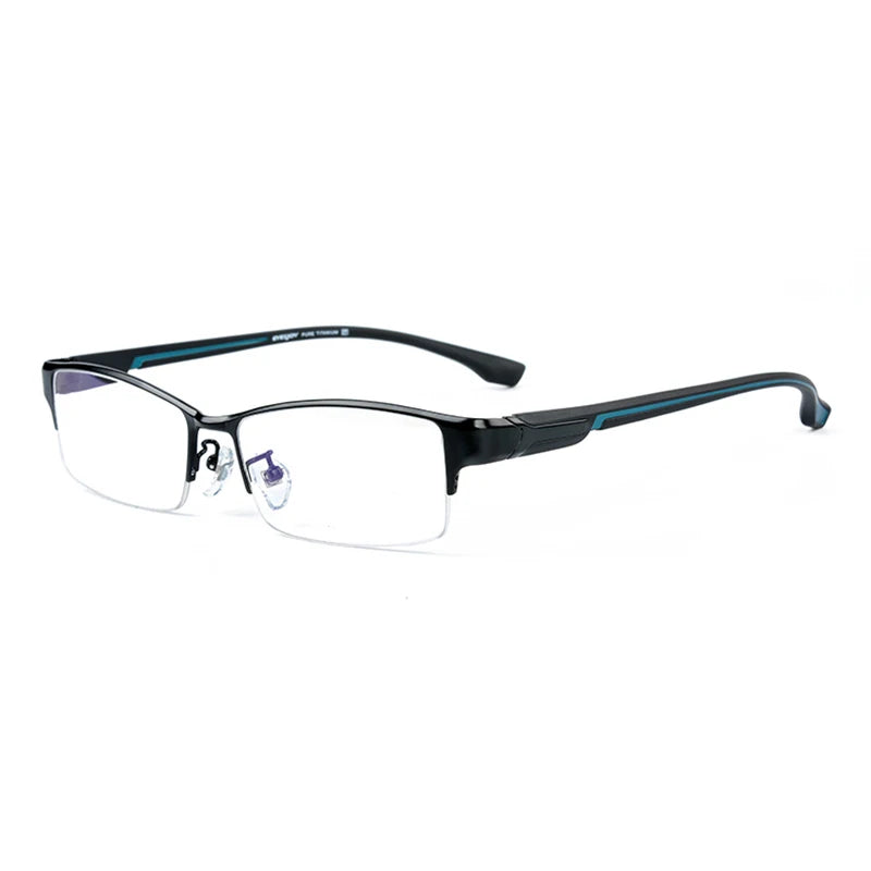 Brightzone Unisex Semi Rim Square Titanium Eyeglasses 95356 Semi Rim Brightzone Black-Blue