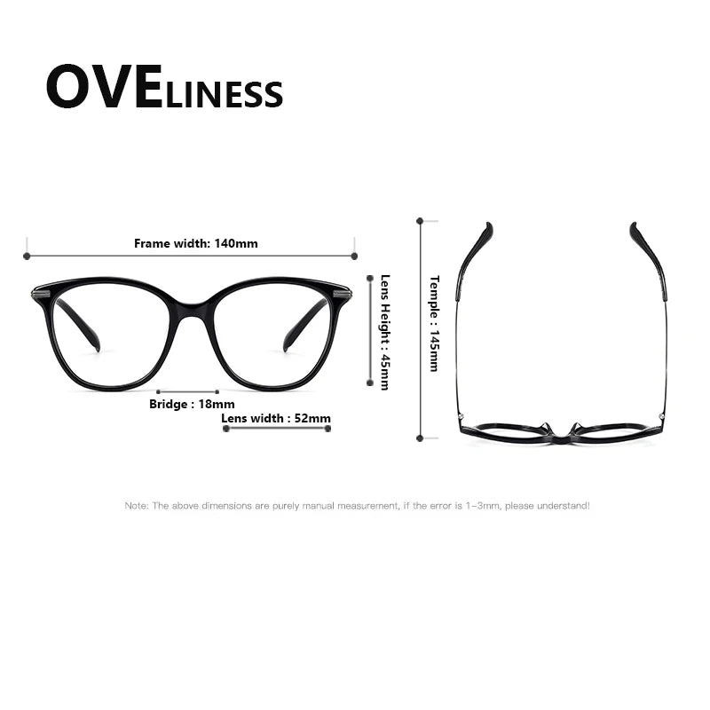 Oveliness Women's Full Rim Oval Square Acetate Titanium Eyeglasses 90005