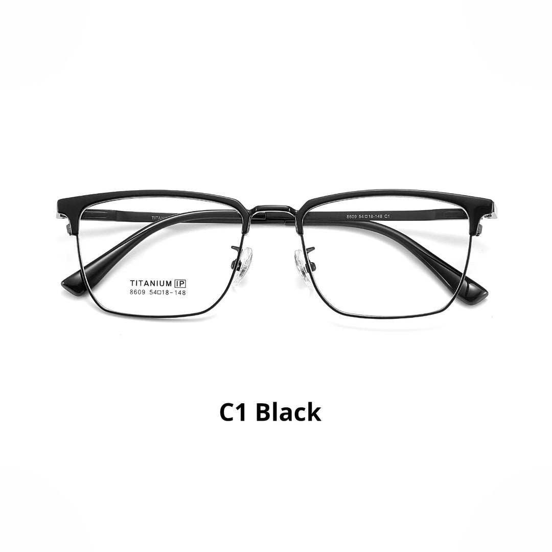 Momoja Unisex Full Rim Big Square Tr 90 Titanium Eyeglasses 728609
