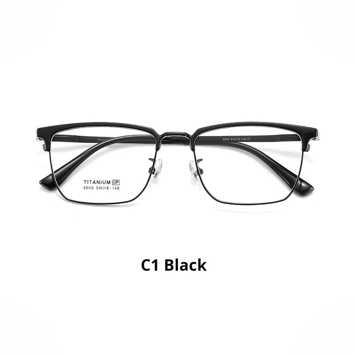 Momoja Unisex Full Rim Big Square Tr 90 Titanium Eyeglasses 728609