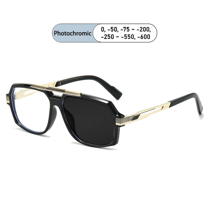 Kocolior Unisex Full Rim Square Double Bridge Tr 90 Alloy Photochromic Reading Glasses 242268