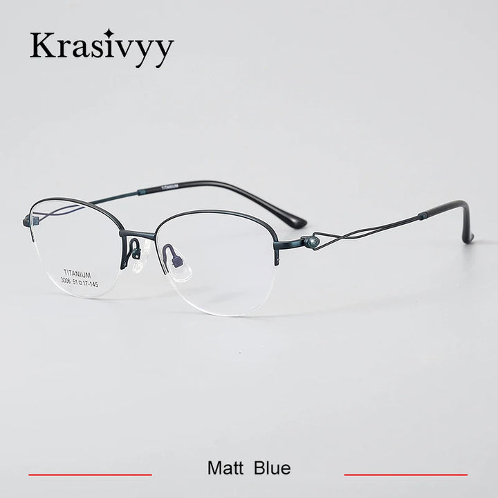 Krasivyy Women's Semi Rim Oval Square Titanium Eyeglasses 33006