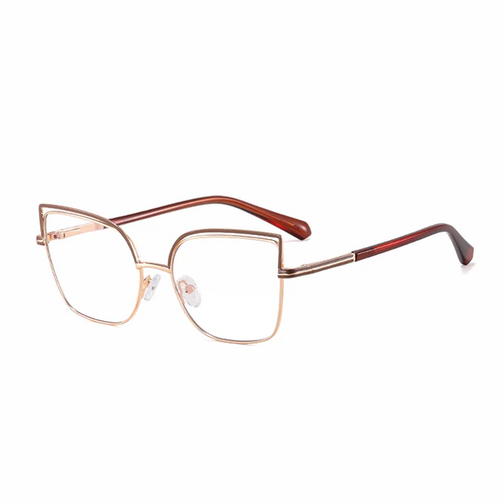 Ralferty Women's Full Rim Square Cat Eye Acetate Alloy Eyeglasses 82148 Full Rim Ralferty C8 Coffee CHINA 