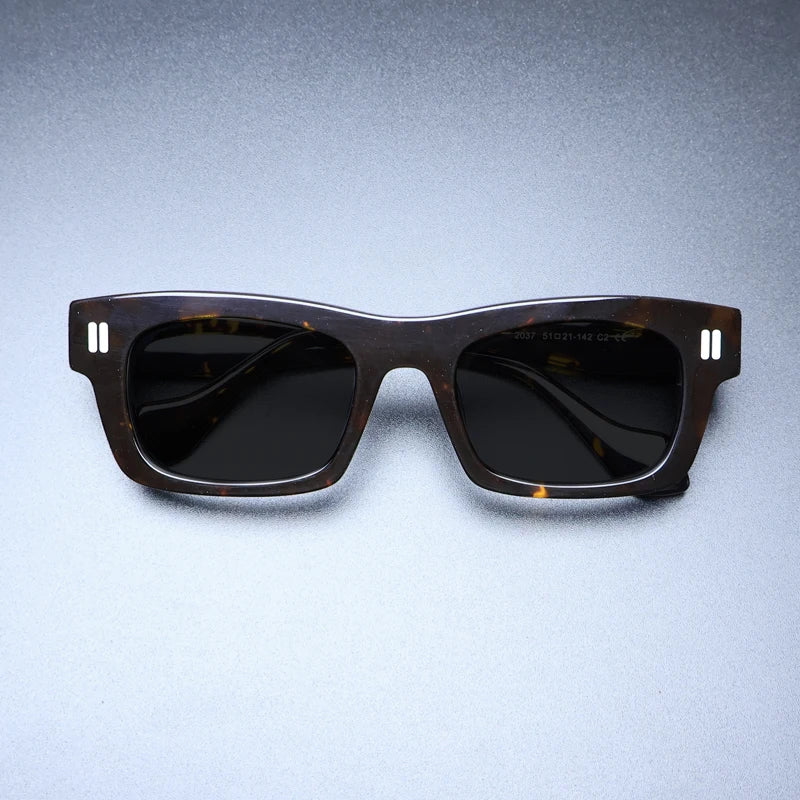 Gatenac Unisex Full Rim Square Acetate Polarized Sunglasses M004 Sunglasses Gatenac Tortoiseshell Gray  