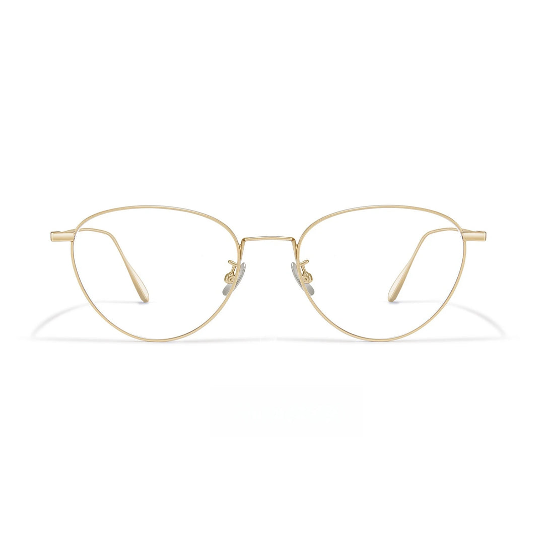 Yimaruili Unisex Full Rim Oval Cat Eye Titanium Eyeglasses 30885 Full Rim Yimaruili Eyeglasses Gold