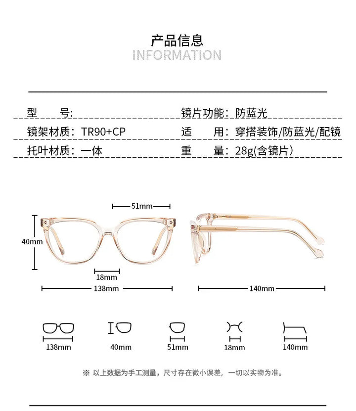 CCspace Women's Full Rim Square Tr 90 Titanium Reading Glasses 312775
