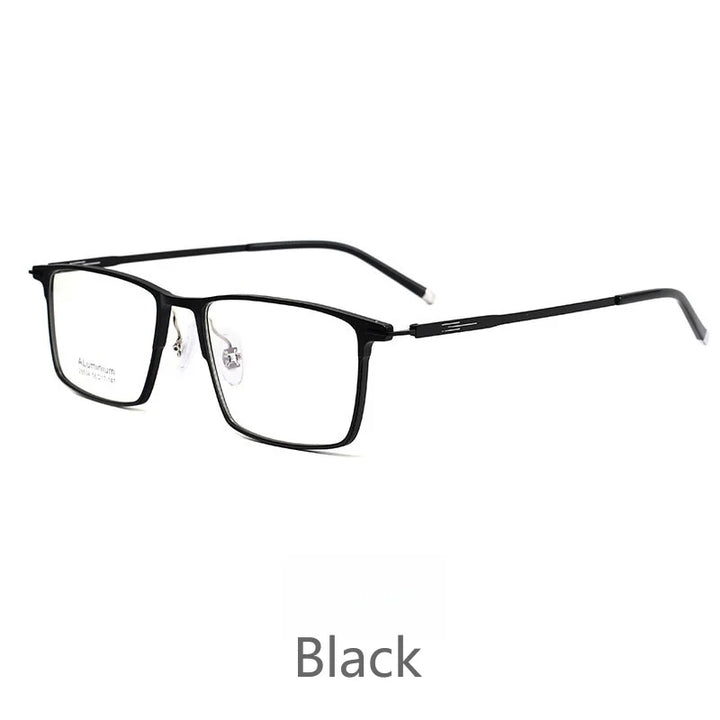 KatKani Men's Full Rim Square  Aluminum Magnesium Eyeglasses 28534 Full Rim KatKani Eyeglasses black  