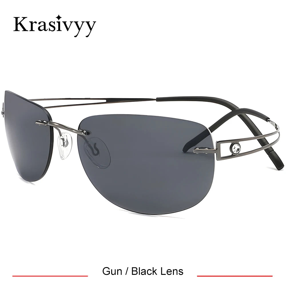 Krasivyy Women's Rimless Oval Screwless Titanium Sunglasses 426801