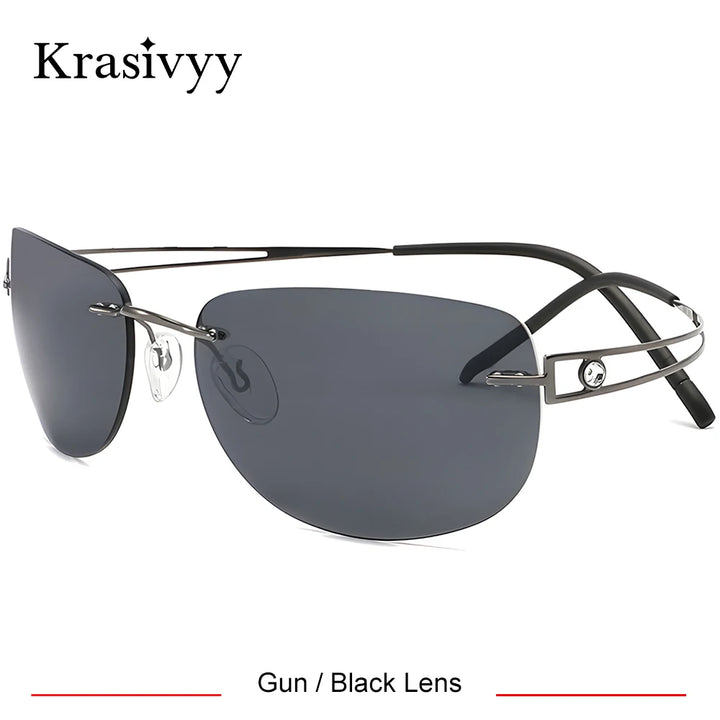 Krasivyy Women's Rimless Oval Screwless Titanium Sunglasses 426801