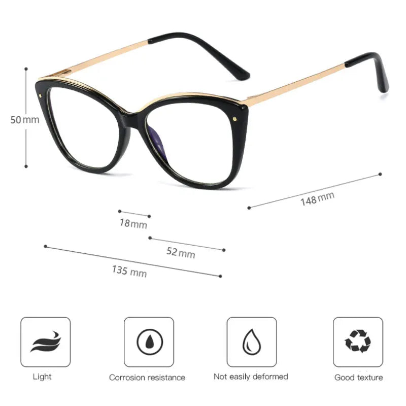 Handoer Women's Full Rim Square Cat Eye Tr 90 Alloy Eyeglasses 95786