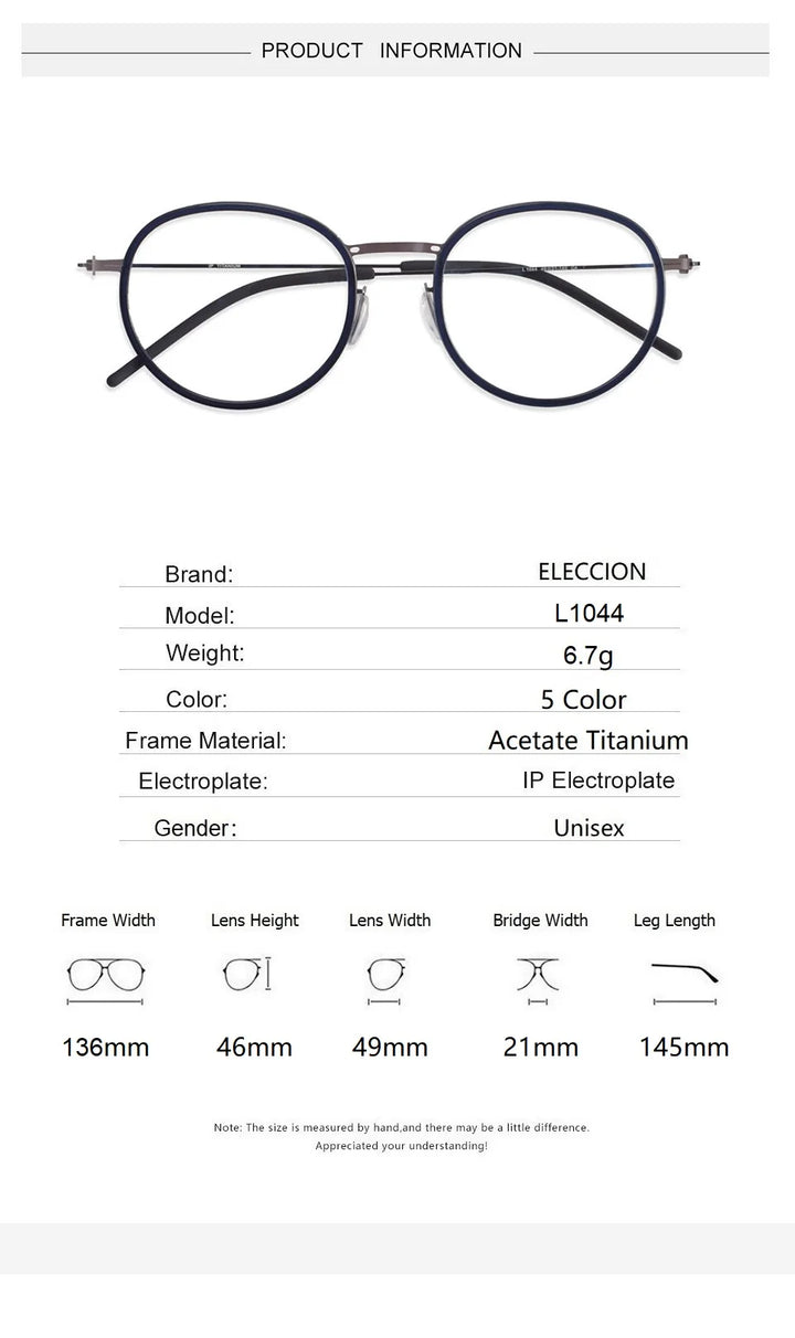 Eleccion Women's Full Rim Round Titanium Acetate Eyeglasses 41044