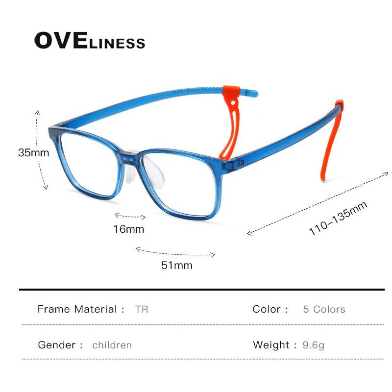 Oveliness Unisex Youth's Full Rim Square Tr 90 Titanium Eyeglasses 50939 Full Rim Oveliness   