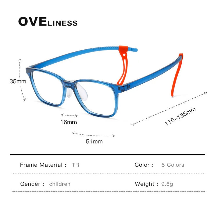 Oveliness Unisex Youth's Full Rim Square Tr 90 Titanium Eyeglasses 50939 Full Rim Oveliness   