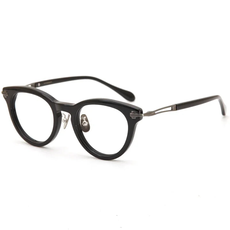 Aror Unisex Full Rim Oval Round Acetate Titanium Eyeglasses 39546 Full Rim Aror