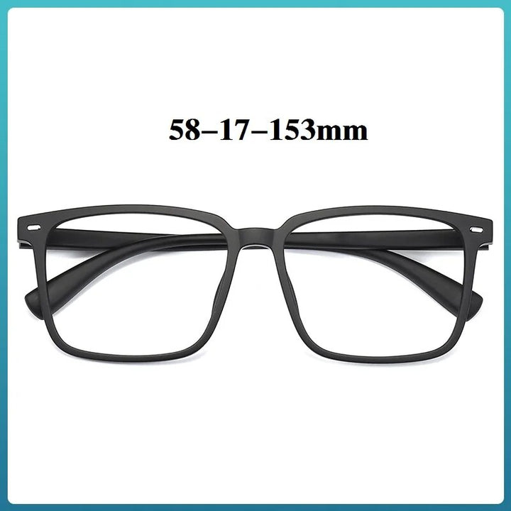 Cubojue Unisex Full Rim Large Square Tr 90 Titanium Frame Eyeglasses Full Rim Cubojue matte black no function lens 0 