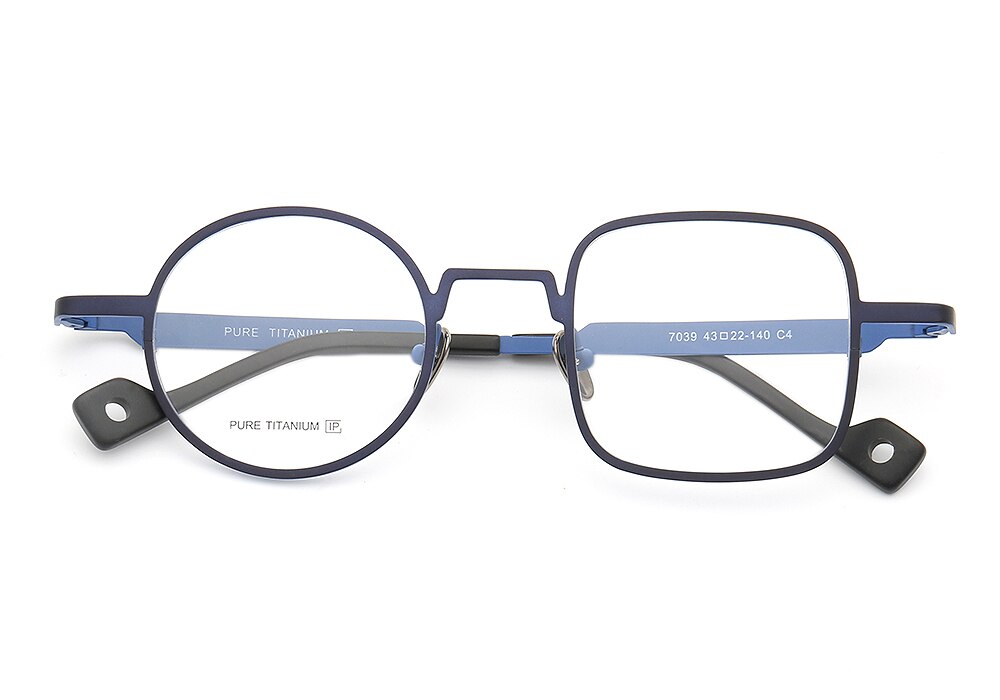 Muzz Unisex Asymetrical Square Round Titanium Eyeglasses T7039n
