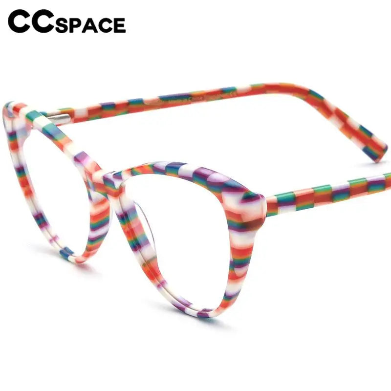 CCSpace Unisex Full Rim Cat Eye Acetate Eyeglasses 56917 Full Rim CCspace   