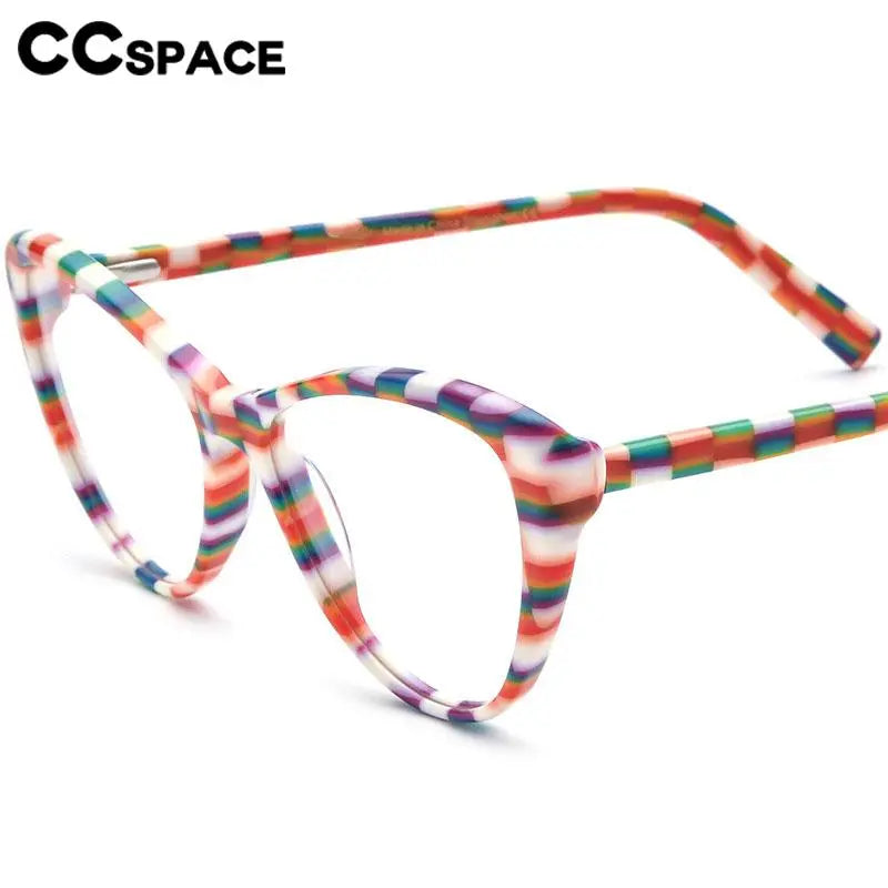 CCspace Unisex Full Rim Cat Eye Acetate Eyeglasses 56917 Full Rim CCspace   