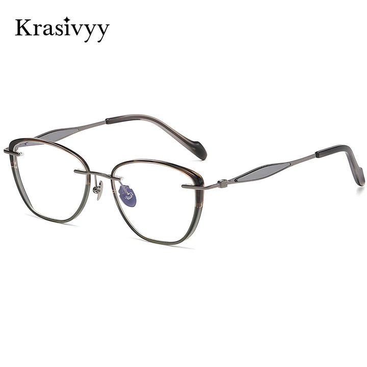 Krasivyy Unisex Full Rim Polygon Titanium Acetate Eyeglasses 316077