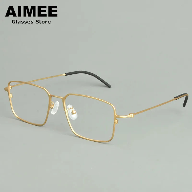 Aimee Unisex Full Rim Square Titanium Eyeglasses 15502 Full Rim Aimee Golden  