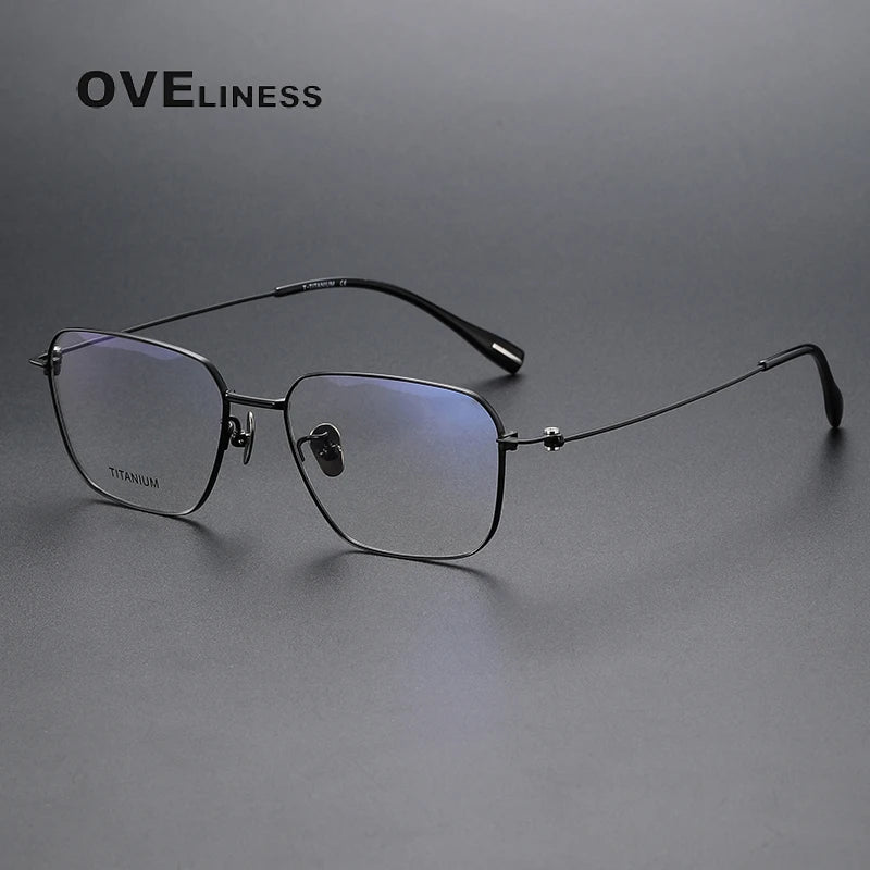 Oveliness Men's Rimless Square Titanium Eyeglasses 80914 Rimless Oveliness black  
