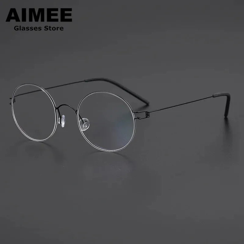 Aimee Women's Full Rim Round Screwless Titanium Eyeglasses 13120 Full Rim Aimee   